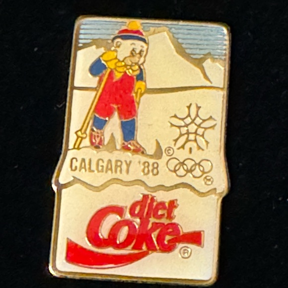 Diet coke Pin set #3 1988 Calgary Winter Olympics 5 pins in case w/ Box #KID 940 - Picture 7 of 8